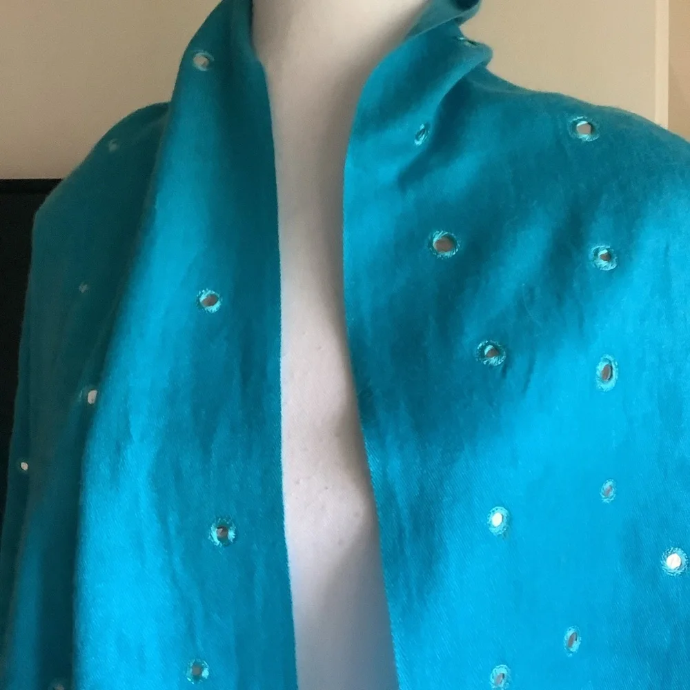Halston Silk and Pashmina Fringed Scarf/Wrap